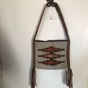 Vintage Western Tapestry Fringe Shoulder Purse Bag